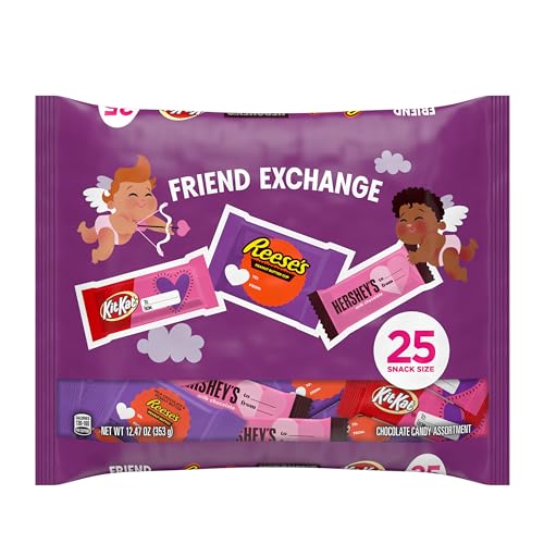 HERSHEY'S, KIT KAT and REESE'S Assorted Chocolate Snack Size, Valentine's Candy Bag, 12.47 oz (25 Pieces)