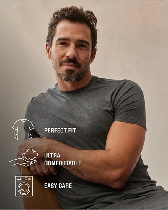 True Classic Mens T-Shirts - Short Sleeve Crew Neck Plain Novelty T Shirt for Men, Pack of 6, Variety, L