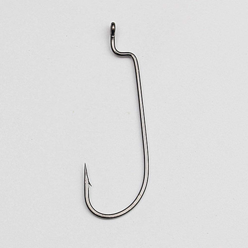 50pcs/Pack Offset Fishing Hooks Worm Hooks Black High Carbon Steel Senko Bait Fishing Hooks 5/0 4/0 3/0 2/0 1/0 1# (1/0-50pcs)