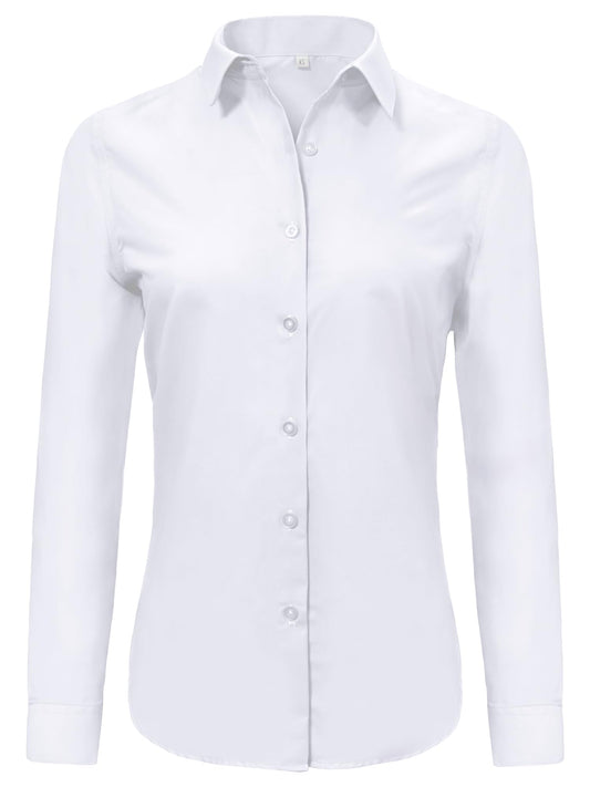 Ruisin Womens Soft Wrinkle Free Button Down Shirts for Women Long Sleeve Formal Work Dress Blouses Tops White Size XS