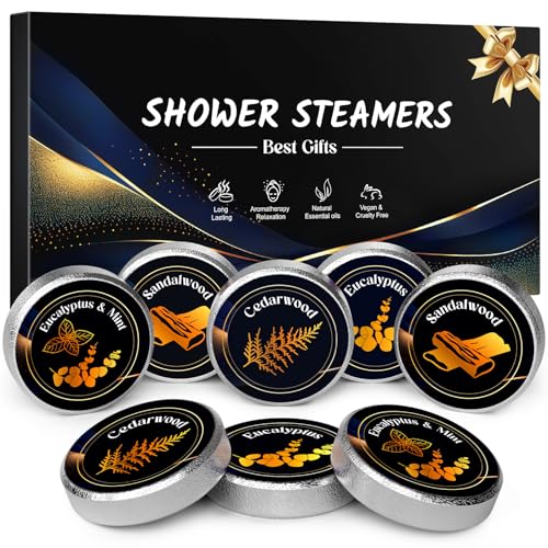 Linkax 8 pcs Shower Steamers Aromatherapy, Boo Basket Stuffers for Men Him | Stocking Stuffers Christmas Gift for Men Dad Boyfriend Husband, Bath Bombs Self Care Relaxation Stress Relief