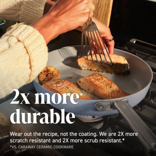Ninja NeverQuit 3-Piece Ceramic Fry Pan Set, Bone & Silver, CQ13000IV2