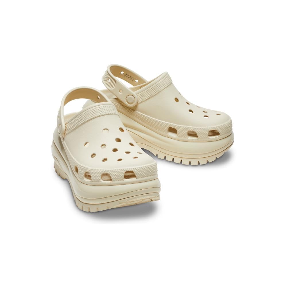 Crocs Mega Crush Clog - Unisex Clogs - Thermoplastic Upper - Adjustable Ankle-Sling - Flexible - Rubber Tread Bone Men's 4, Women's 6 Medium