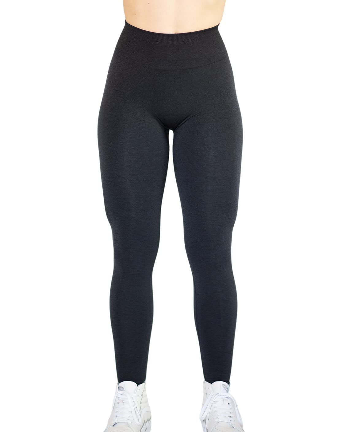 AUROLA Workout Leggings for Women Seamless Scrunch Tights Tummy Control Gym Fitness Girl Sport Active Yoga Pants-25'' (M, Black)
