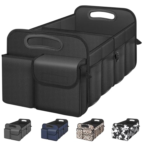 Femuar Car Trunk Organizer with Large Capacity Waterproof Car Accessories for Women and Men, Collapsible Trunk Organizer for SUV/Jeep/Sedan, Tools (Black, Standard)