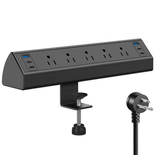 Desk Clamp Power Strip USB C,40W Total Fast Charging Station,4 PD 20W USB C Ports,Desk Edge Mount Power Strip 6 USB Ports 5 AC Outlets Surge Protector,Fit 1.96" Tabletop Edge,ETL Listed