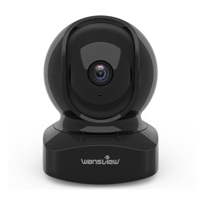 Wansview Security Camera Indoor, 360 Degree WiFi Home Security Cameras for Pet/Dog/Nanny, 2 Way Audio Night Vision, Works with Alexa, with TF Card Slot and Cloud, 2.4Ghz, Q5 (Black, 3MP)