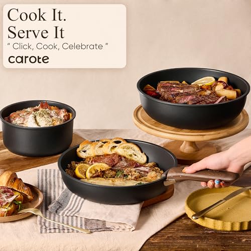 CAROTE 19pcs Pots and Pans Set Non Stick, Detachable Handle Cookware Set