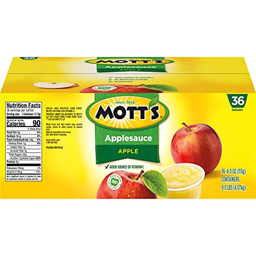 Mott's Applesauce, 4 Oz Cups, 36 Count, No Artificial Flavors, Good Source Of Vitamin C, Nutritious Option For The Whole Family