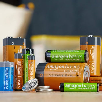 Amazon Basics Rechargeable AA Batteries, 16-Count, 2000 mAh, NiMH, Recharge up to 1000x Times, Pre-Charged