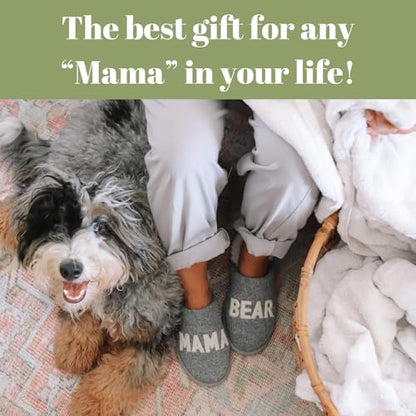 Dearfoams Women's Mama Bear, Light Heather Grey, 9-10