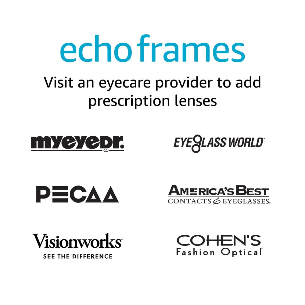 Amazon Echo Frames (newest model) + Echo Spot (newest model), Smart Glasses with Alexa, Modern Rectangle frames in Charcoal Gray with prescription ready lenses