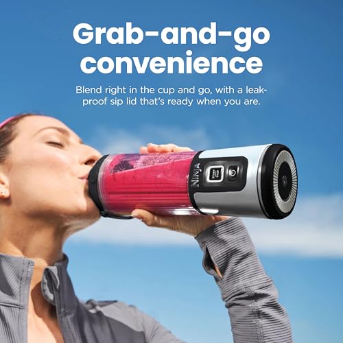 Ninja Blast Portable Blender, Cordless, 18oz Vessel, Denim Blue, BC151ND | USB-C rechargeable, cordless blending anywhere. BlastBlade crushes ice & frozen fruit. Leakproof sip lid, dishwasher safe.
