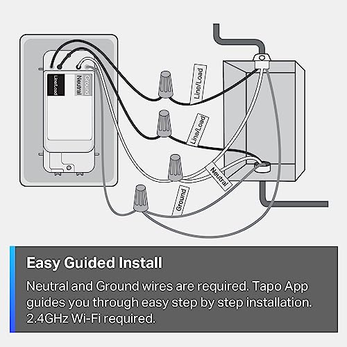 TP-Link Tapo Matter Smart Light Switch: Voice Control w/Siri, Alexa & Google Home | UL Certified | Timer & Schedule | Easy Guided Install | Neutral Wire Required | Single Pole | Tapo S505(2-Pack)