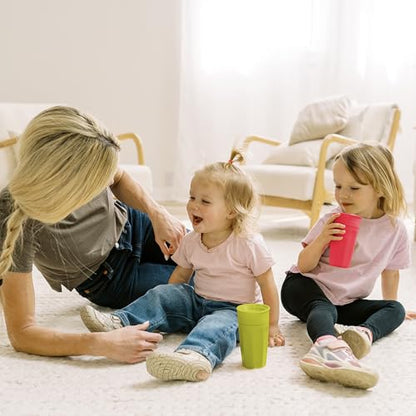 Dr. Brown's Milestones Cheers 360 Spoutless Transition Cup, Travel Friendly and Leak Free Sippy for Babies and Toddlers, Green and Pink, BPA-Free, 10 oz/300 mL, 9m+