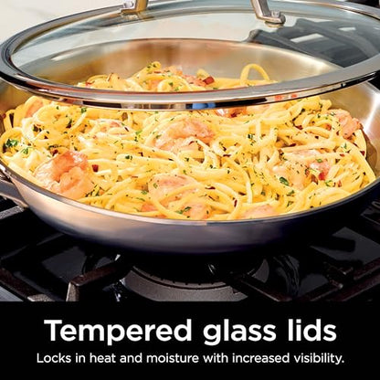 Ninja EverClad Stainless Steel Cookware 7 Piece Pots & Pans Set, Cookware Set, All Stovetops & Induction, Oven Safe to 600°F, Tri-Ply Commercial-Grade, C99007