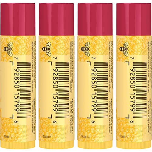 Burt's Bees Lip Balm - Pomegranate, Lip Moisturizer With Responsibly Sourced Beeswax, Tint-Free, Natural Origin Conditioning Treatment, 4 Tubes, 0.15 oz.