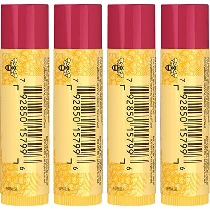 Burt's Bees Lip Balm - Pomegranate, Lip Moisturizer With Responsibly Sourced Beeswax, Tint-Free, Natural Origin Conditioning Treatment, 4 Tubes, 0.15 oz.
