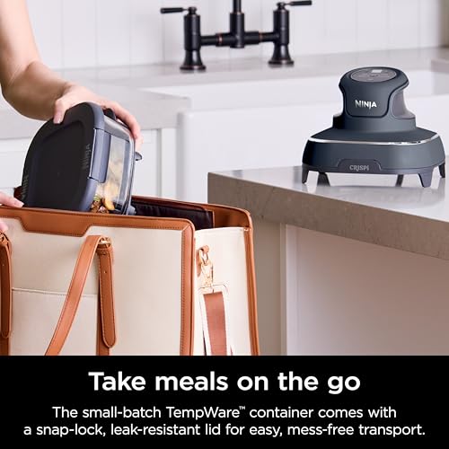 Ninja Crispi 4-in-1 Portable Glass Air Fryer Cooking System, 1500W, 4QT & 6-Cup TempWare Glass Containers with Storage Lids, Microwave, Freezer & Dishwasher Safe, Cyberspace Gray, FN101GY