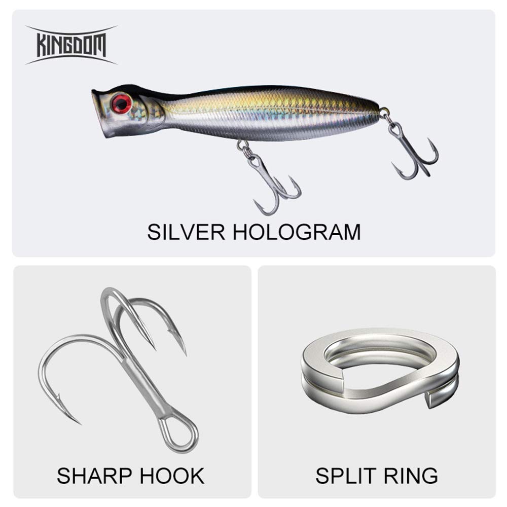 Kingdom Floating Lure Hard Baits Topwater Popper Swimbait Bass Crankbaits for Freshwater and Saltwater(Total 5 Set/180g, Every Set: 5.11in,1.26oz,130mm)
