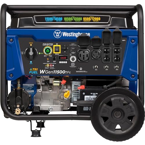 Westinghouse 14500 Peak Watt Tri-Fuel Home Backup Portable Generator, Remote Electric Start, Transfer Switch Ready, Gas, Propane, and Natural Gas Powered