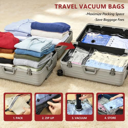 Travel Vacuum Bags for Clothing with Cordless Pump 18 Combo, Clear