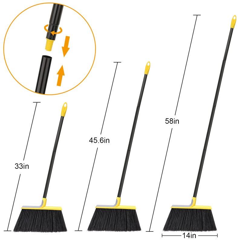 KeFanta Outdoor Broom for Floor Cleaning,58" Heavy-Duty Commercial Broom for Sweeping Concrete Courtyard Garage Patio Indoor Home Kitchen Office Lobby