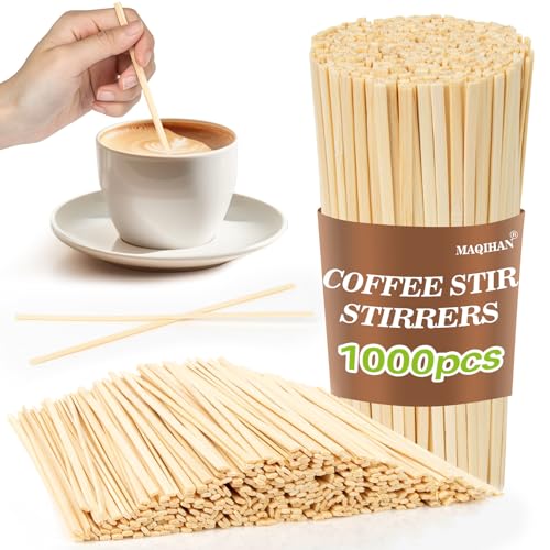 MAQIHAN 1000pcs Wooden Coffee Stirrers - Coffee Stir Sticks Disposable