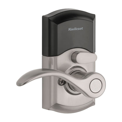Kwikset SmartCode 955 Pembroke Light Commercial 10-Button Keypad Electronic Lever, Featuring Convenient Keyless Entry, 3-Year Batter Life and High Traffic Durability Satin Nickel