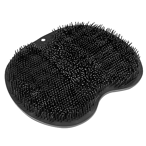 Shower Foot Scrubber Mat Back Washer Back Exfoliating Bath Wash Pad Wall Mounted Slip Suction Cups Foot Scrubber for Use in Shower Cups Foot Cleaner for Men and Women (Black)
