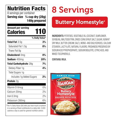 Idahoan Mashed, Buttery Homestyle, 8 Ounce (Pack of 8)