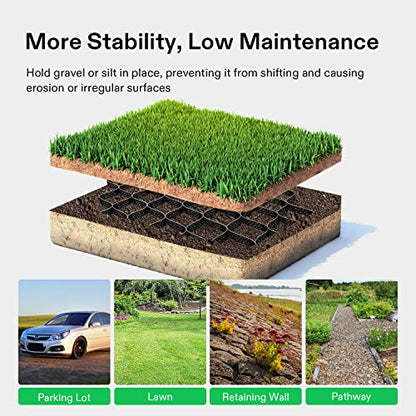 VIVOSUN 3’’ Depth Ground Grid, 9x17 ft, High-Density HDPE Geo Cell, 1885 lbs per sq ft Load, Foldable & Tensile, Easy Installation with Gloves, Perfect for Gardens, Driveways, Pathways, Slopes