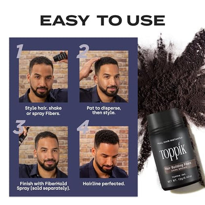Toppik Hair Building Fibers, Medium Brown, 12g Fill In Fine or Thinning Hair, Instantly Thicker, Fuller Looking, 9 Shades for Men & Women, Keratin Protein Formula