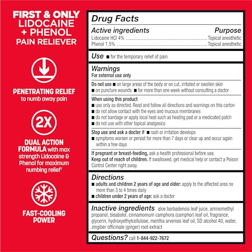 ABSORBINE JR. PRO Maximum Strength Lidocaine Roll-On for Fast Nerve and Muscle Pain Relief