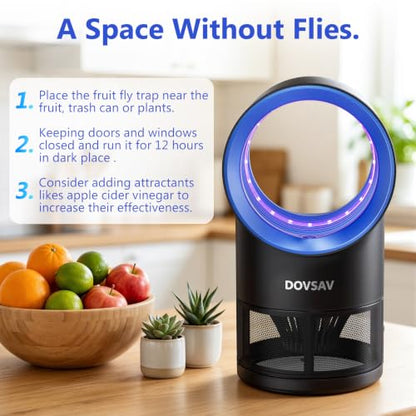 Fruit Fly Traps for Indoors, Blue Gnat Trap Indoor with Suction & Timer
