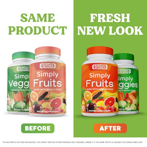 Simply Nature's Pledge -Packed with 42 Different Fruits & Vegetables - Made with Whole Food Superfoods - with Aloe Vera – 100% Soy Free - 90 Count (Pack of 2)