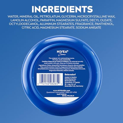 NIVEA Creme Face, Hand and Body Moisturizer Cream, Rich Body Cream for Dry Skin with Provitamin B5, Fast-Absorbing and Non-Comedogenic, Holiday Gifts for Self Care, 16 Oz Jar