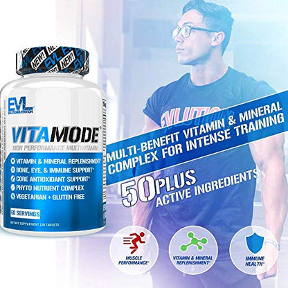EVL Advanced Daily Multivitamin - Men's Multivitamin with Essential Minerals Phytonutrient Complex and VitaMode Active Mens Vitamins for Energy with Lycopene for Muscle Bone and Immune Support