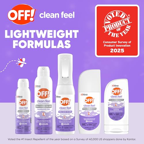OFF! Clean Feel Insect Repellent Aerosol with 20% Picaridin, Bug Spray with Long Lasting Protection from Mosquitoes, Feels Good on Skin, 5 oz