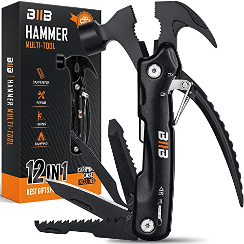 BIIB Gifts for Men, 12 in 1 Hammer Multitool, Stocking Stuffers for Men