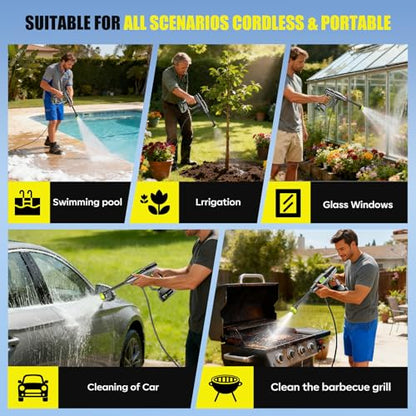 YKYI Cordless Pressure Washer 1200PSI, Portable Power Washer with 30 speeds