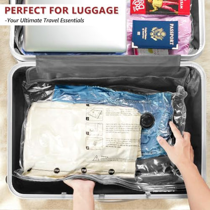 Travel Vacuum Bags for Clothing with Cordless Pump 18 Combo, Clear