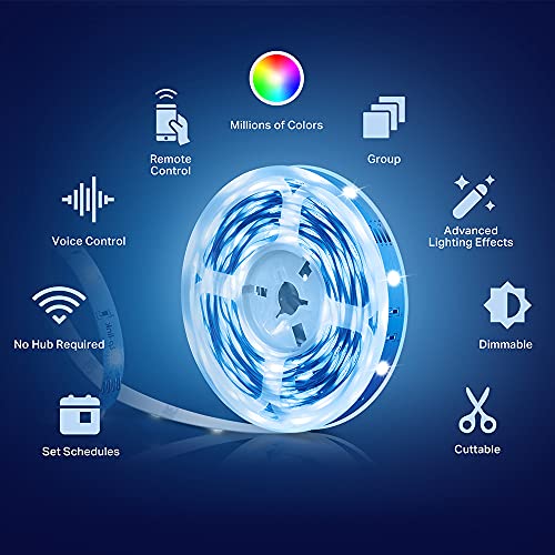 Kasa Smart LED Light Strip, 16.4ft WiFi LED Strip Works with Alexa, Google Home, SmartThings, High Brightness with 16 Million Colors, RGB, Grouping, Adjustable Length, Up to 25,000 Hours (KL400L5)