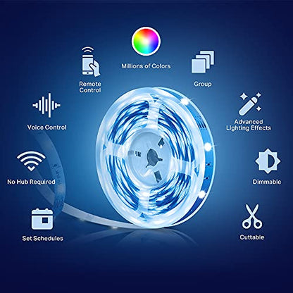 Kasa Smart LED Light Strip, 16.4ft WiFi LED Strip Works with Alexa, Google Home, SmartThings, High Brightness with 16 Million Colors, RGB, Grouping, Adjustable Length, Up to 25,000 Hours (KL400L5)