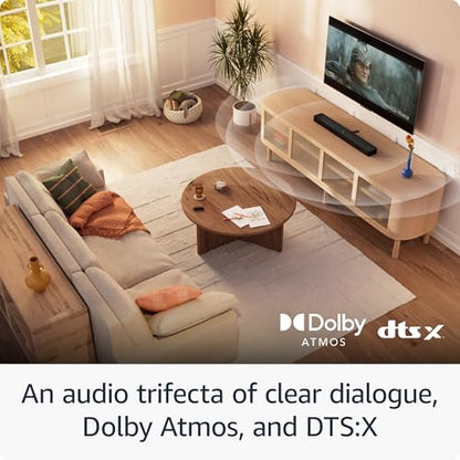 Amazon Fire TV Soundbar Plus with subwoofer and surround sound speakers (newest model), 5.1 channel, Dolby Atmos, clear dialogue