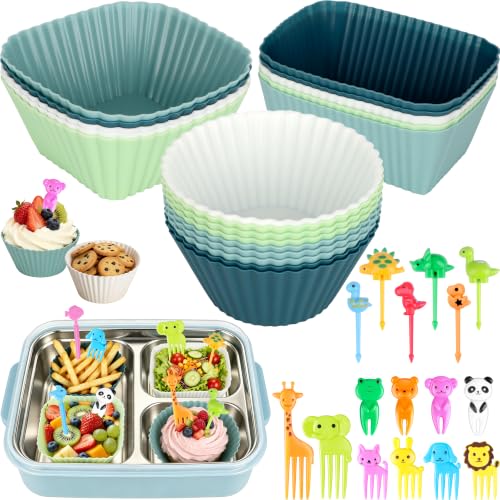 LAIYPHO 66PCS Silicone Lunch Box Dividers & Cute Animal Food Picks for Kids