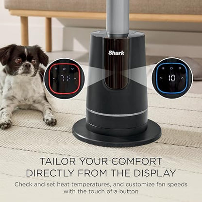 Shark TurboBlade Cool + Heat - 2-in-1 Customizable Tower Fan + Heater for year-round use, bladeless, Oscillates up to 180°, Powerful Cooling + Rapid Room Heating, Remote Control, Charcoal, TH202
