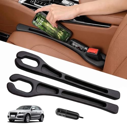 Car Seat Gap Filler Organizer 2Pack,2 in 1 Car Accessories Interior,No Drop Seat Guard with Storage Slot for Phone,Keys,Essential Anti-Fall Gap Filler for Car SUV Truck,Black