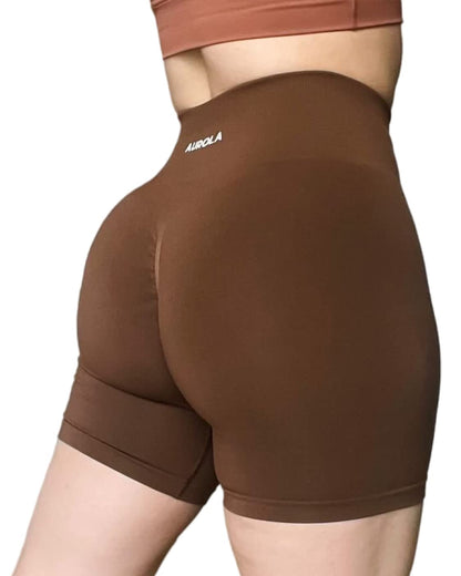 AUROLA Intensify Workout Shorts for Women Seamless Scrunch Short Gym Yoga Running Sport Active Exercise Fitness Shorts(M,Carob Brown)