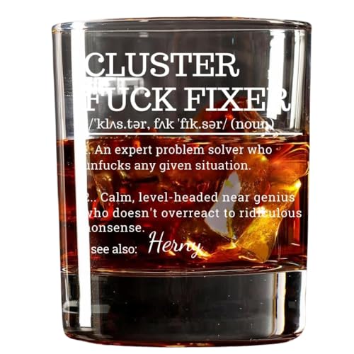 Cluster Fuck Fixer Funny Mug Whiskey Glass - An Expert Problem Solver Personalized Custom Whiskey Glass With Name, Cluster Fuck Fixer Whiskey Glass, Gift For Boss, Coworkers, Colleagues